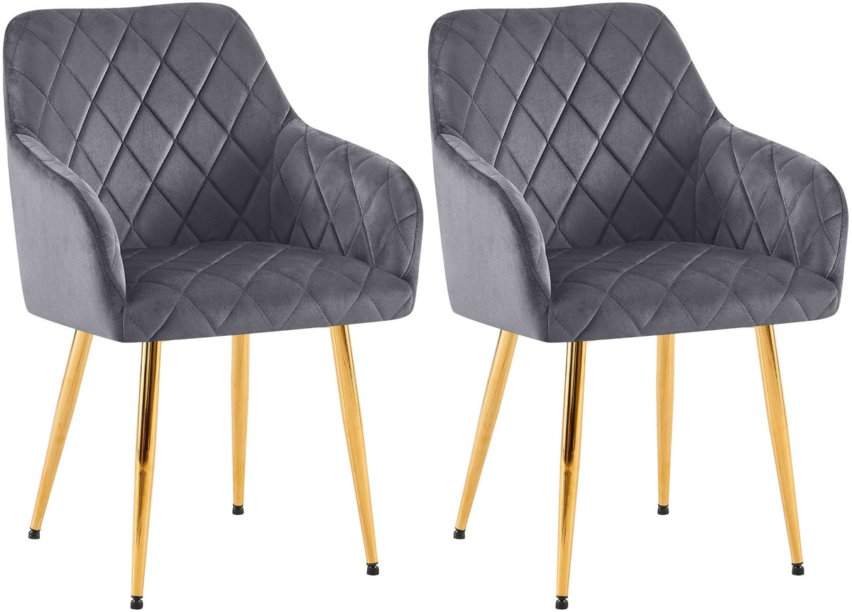 Set van 2 eetkamerstoelen Monett met fluwelen bekleding