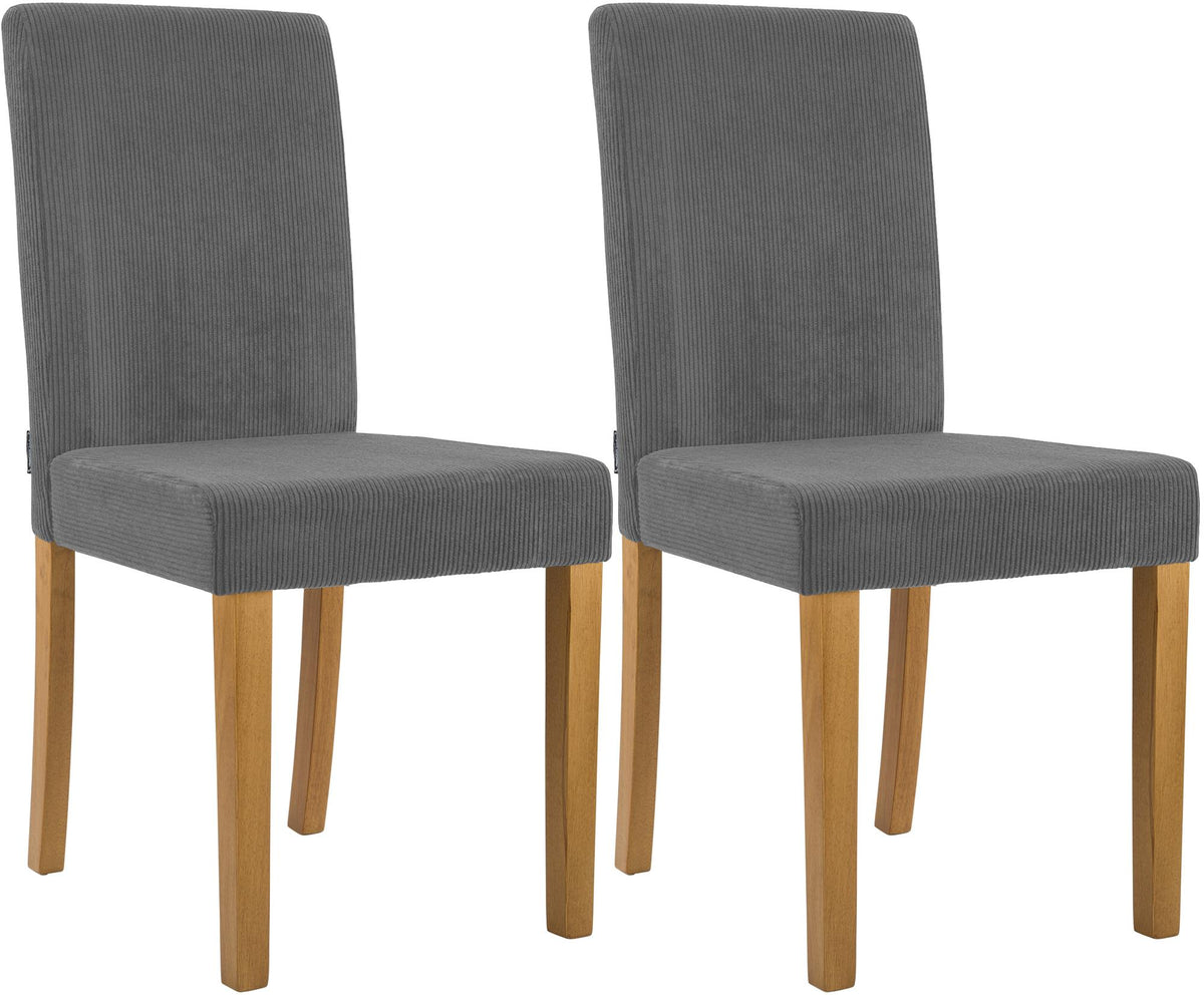 Set van 2 eetkamerstoelen Ina met ribfluwelen bekleding
