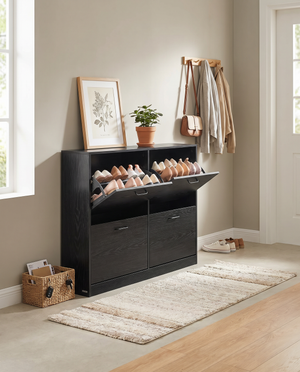 Schoenenkast met 4 Kleppen - Smal Design - Verstelbare Vakken