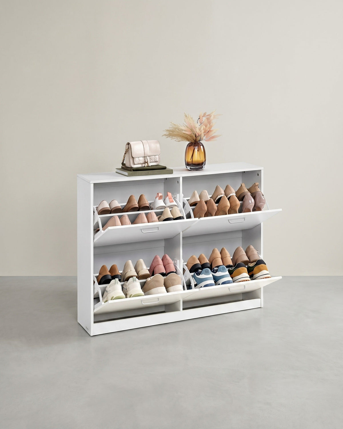 Schoenenkast met 4 Kleppen - Smal Design - Verstelbare Vakken