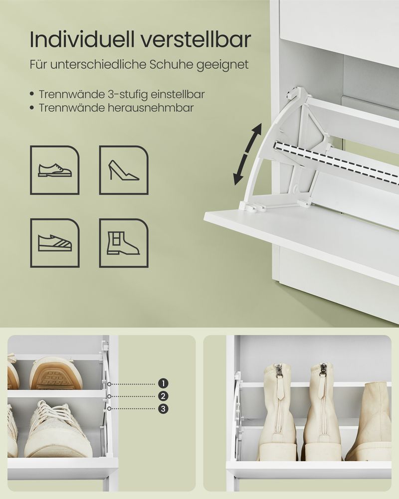 Schoenenkast – Ruimtebesparend Ontwerp – Voor 11–16 Paar Schoenen – Verstelbare Indeling – 80 cm Breed