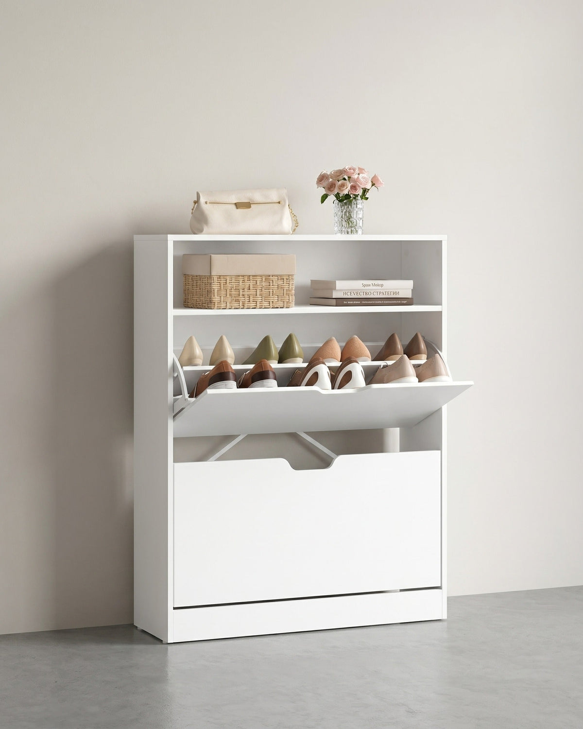 Schoenenkast – Ruimtebesparend Ontwerp – Voor 11–16 Paar Schoenen – Verstelbare Indeling – 80 cm Breed