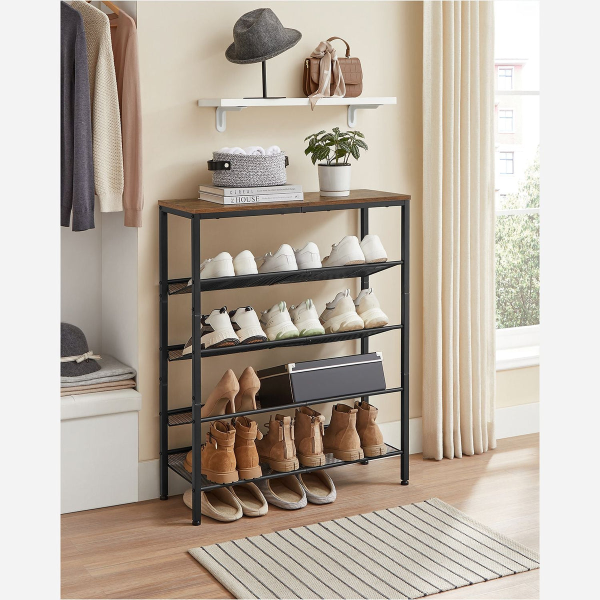 Schoenenrek 5 Lagen – Industriële Schoenenkast – Schoenenrek voor 20-25 Paar – 75 x 28 x 93 cm