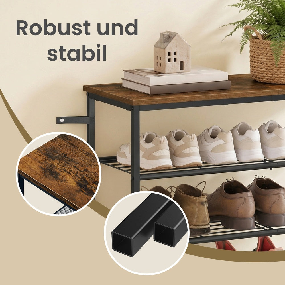 Schoenenbank Met 4 Niveaus - Stalen Frame - Voor 12 Tot 16 Paar Schoenen
