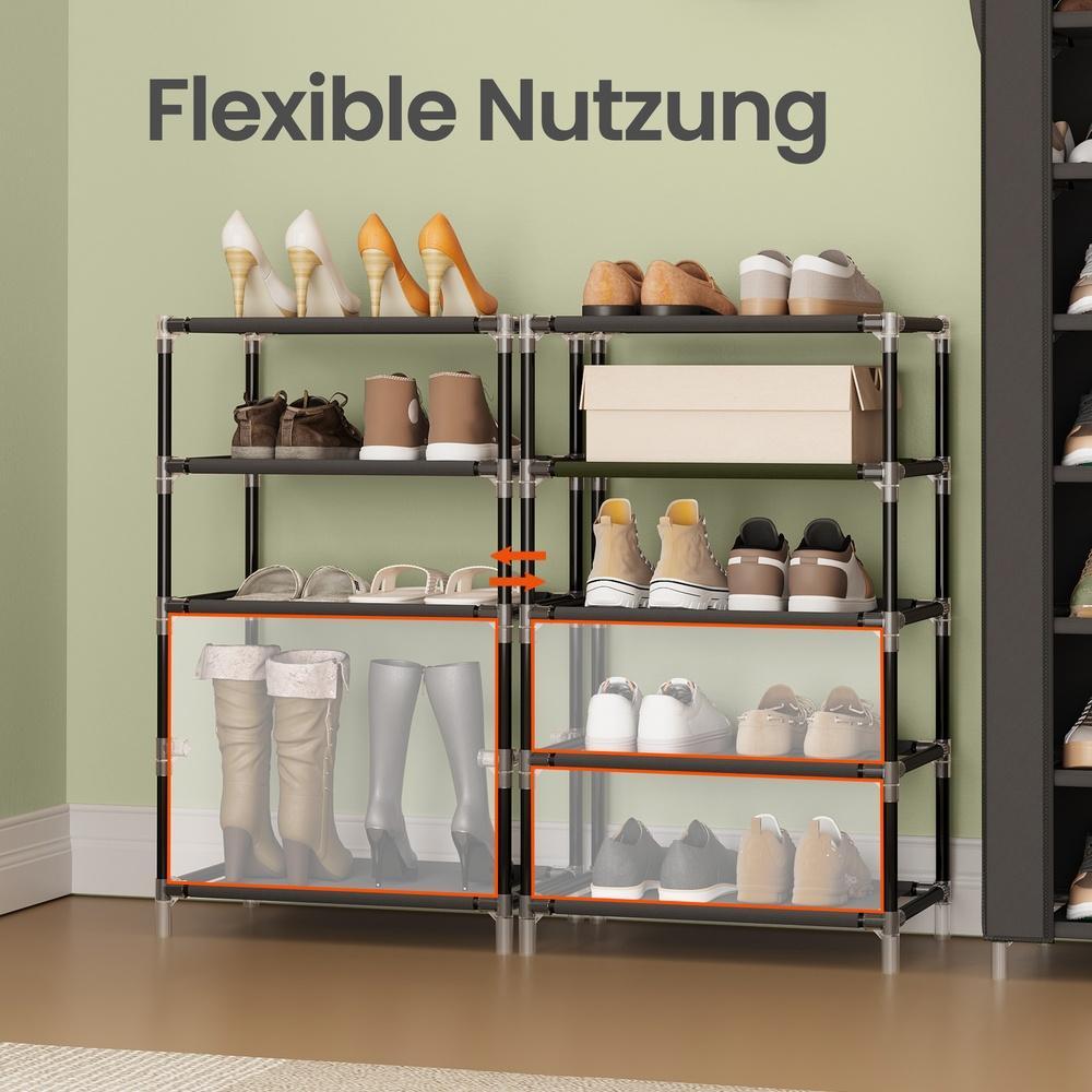 Schoenenrek Met 10 Niveaus - Smal En Hoog Met Stoffen Planken - Voor 30 Paar Schoenen