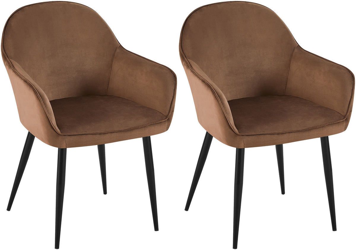 Set van 2 eetkamerstoelen Boise met fluwelen bekleding