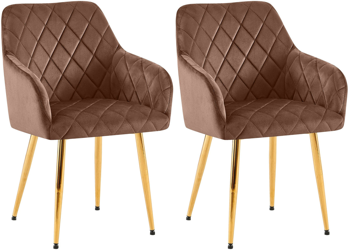 Set van 2 eetkamerstoelen Monett met fluwelen bekleding