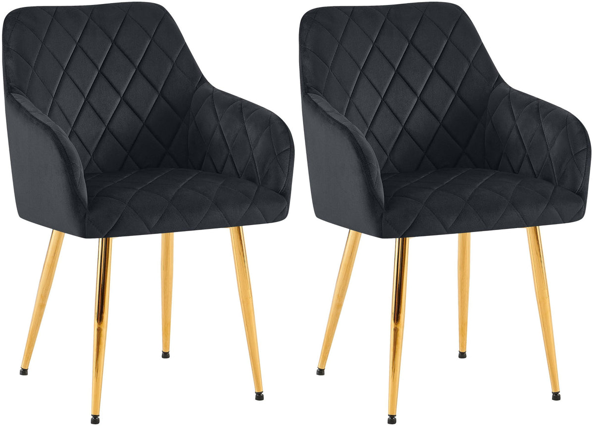Set van 2 eetkamerstoelen Monett met fluwelen bekleding
