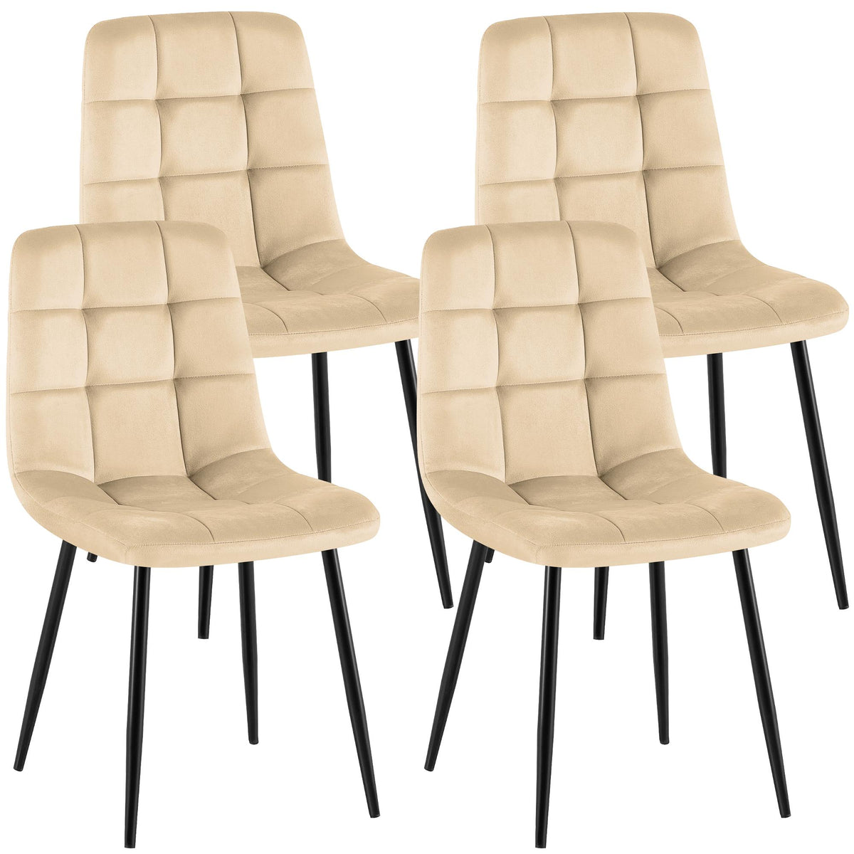 Set van 4 eetkamerstoelen Antibes fluweel