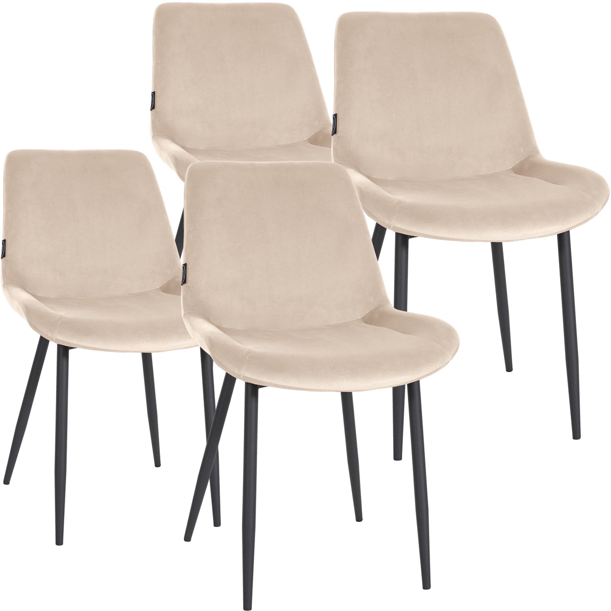 Set van 4 eetkamerstoelen Victoria fluweel