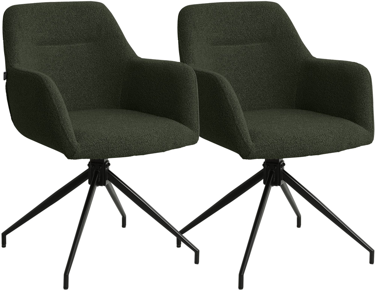 Set van 2 eetkamerstoelen Merlinda met bekleding van teddystof