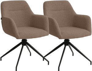 Set van 2 eetkamerstoelen Merlinda met bekleding van teddystof