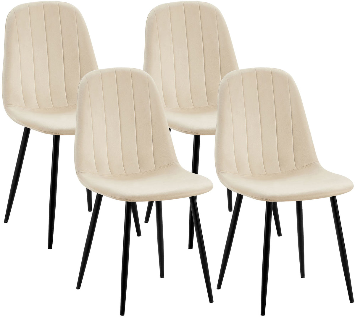 Set van 4 eetkamerstoelen Baxter met fluwelen bekleding
