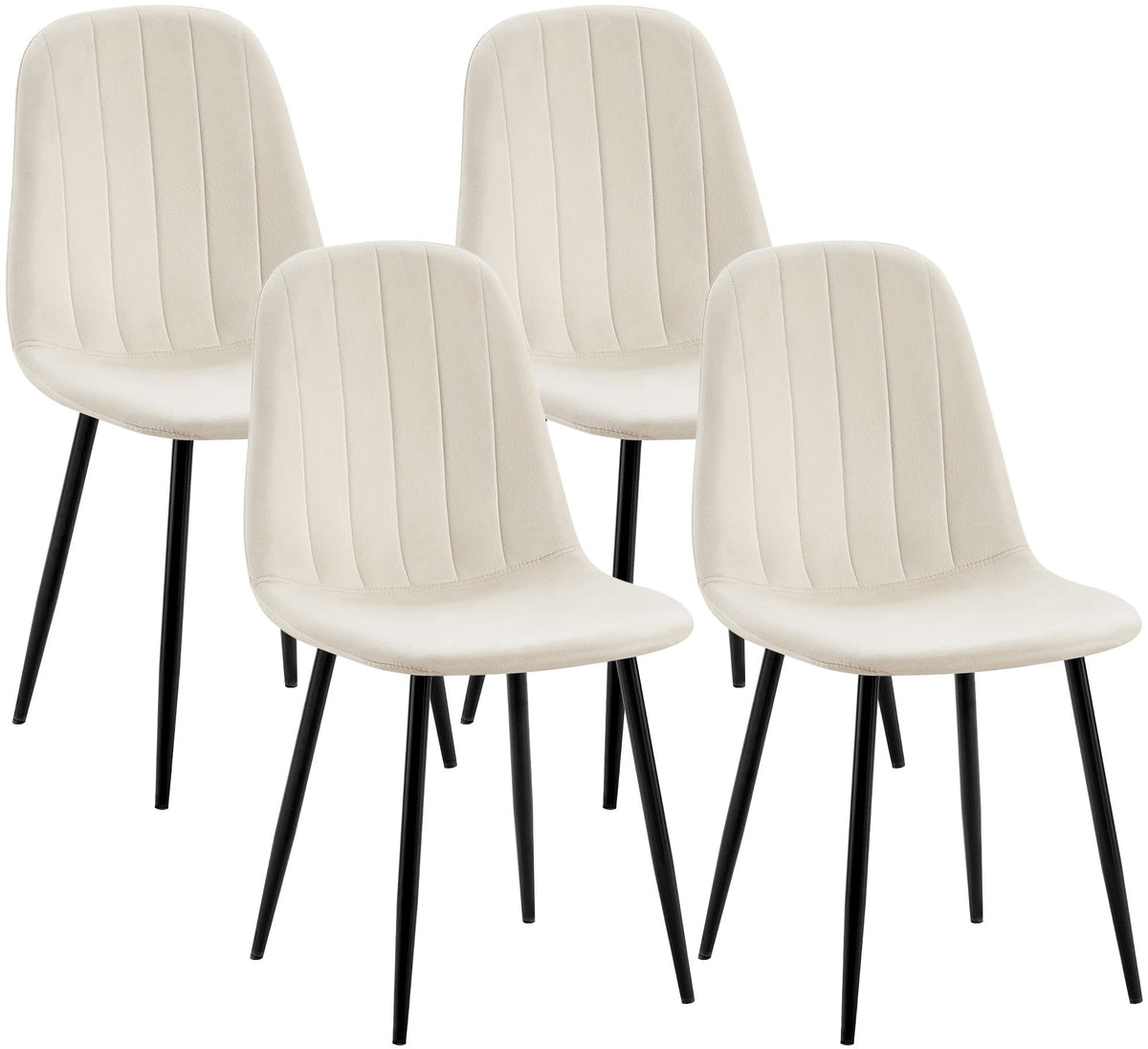 Set van 4 eetkamerstoelen Baxter met fluwelen bekleding