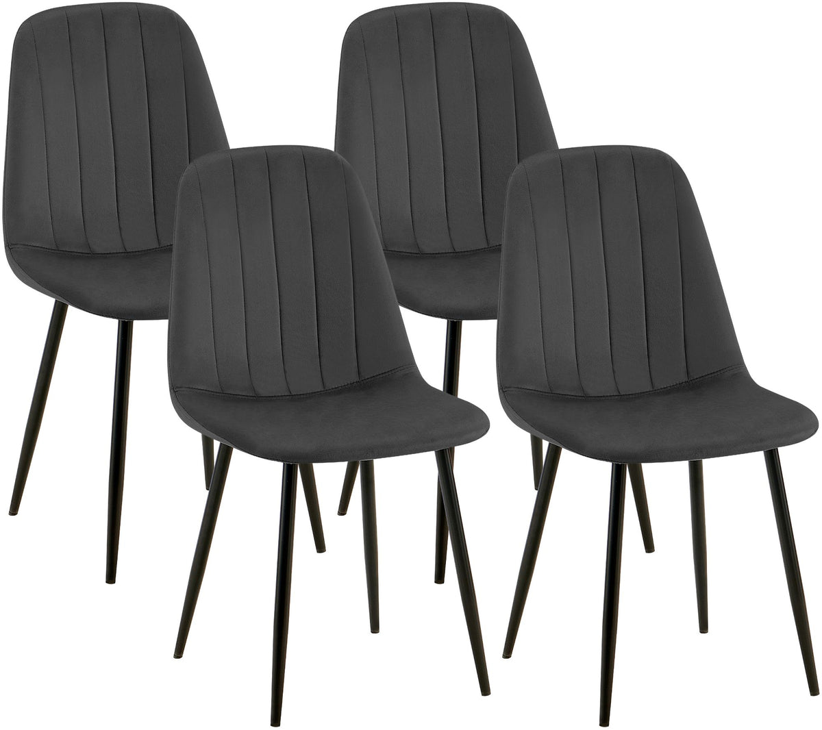 Set van 4 eetkamerstoelen Baxter met fluwelen bekleding