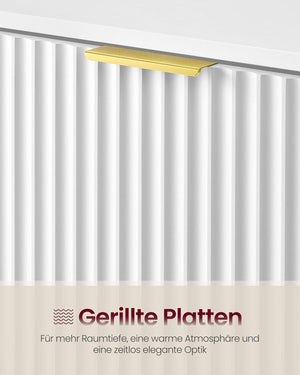 Schoenenkast Met 3 Kleppen – Mid Century Modern – Geribbelde Deuren – Voor 18-24 Paar Schoenen – Wolkenwit – 80 x 24 x 123 cm