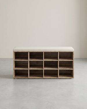 Schoenenbank met Opbergruimte – Verstelbare Planken – Linnenlook Bekleding – Tot 136 kg
