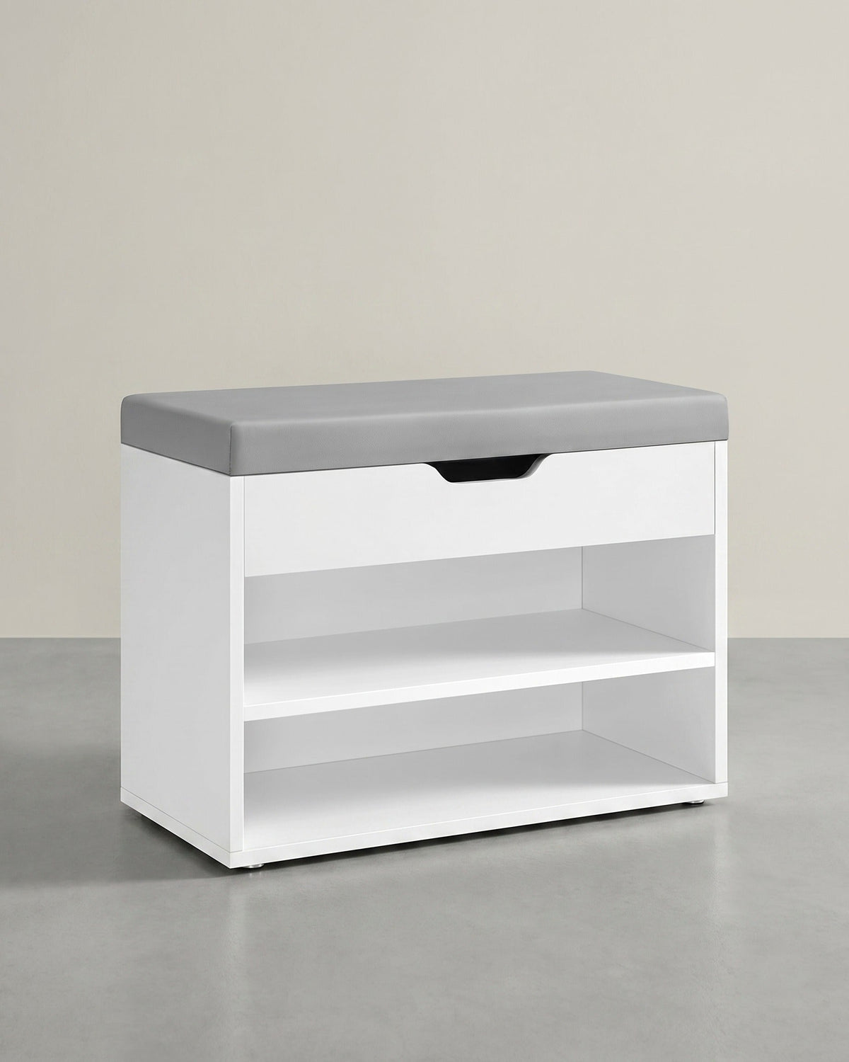 Schoenenbank met Klep en Vakken 60 cm – Opbergbank met Zitkussen – Multifunctioneel