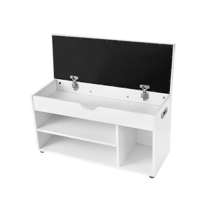 Schoenenbank met Opbergruimte 80 cm – Wit met Zitkussen – Halmeubel / Schoenenkast tot 150 kg