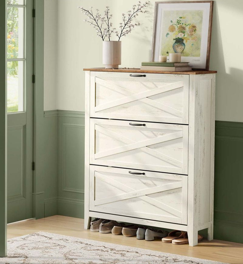 Schoenenkast met Landelijke Charme – 3 Kleppen – Voor 18-24 Paar