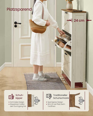 Schoenenkast met Landelijke Charme – 3 Kleppen – Voor 18-24 Paar