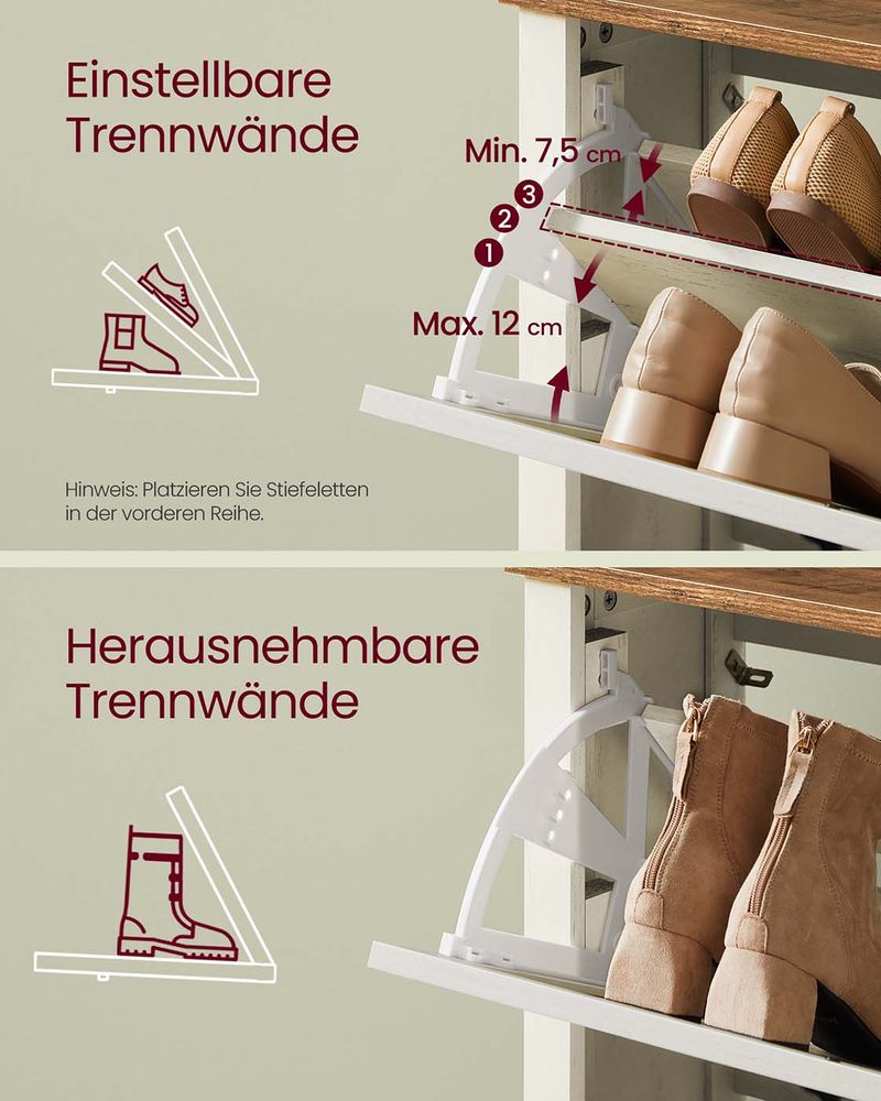 Schoenenkast met Landelijke Charme – 3 Kleppen – Voor 18-24 Paar