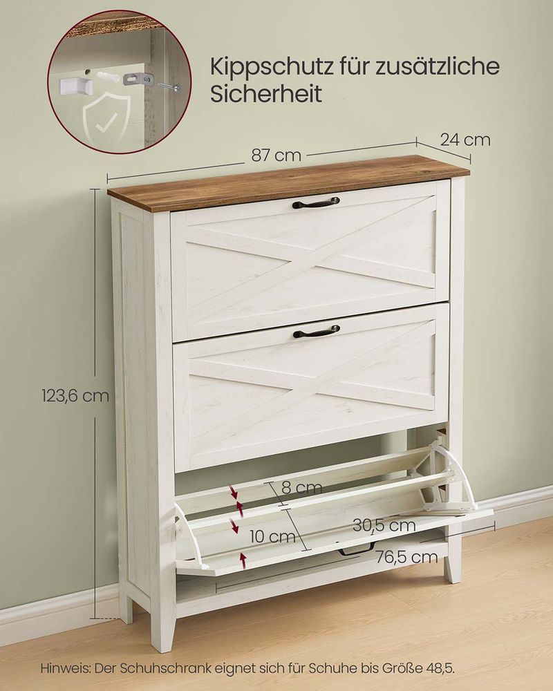 Schoenenkast met Landelijke Charme – 3 Kleppen – Voor 18-24 Paar