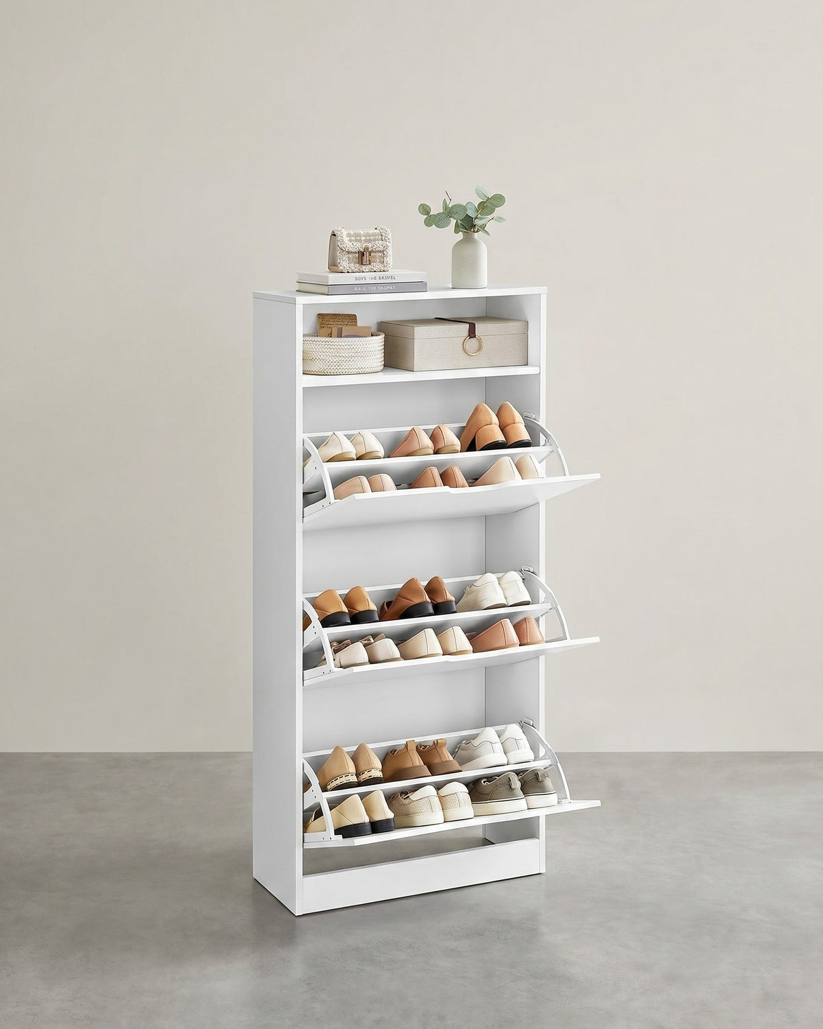 Schoenenkast – Voor 14–18 Paar Schoenen – Smal En Hoog Model – Verstelbare Indeling – 60 cm Breed