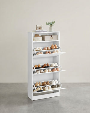 Schoenenkast – Voor 14–18 Paar Schoenen – Smal En Hoog Model – Verstelbare Indeling – 60 cm Breed