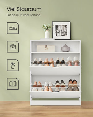 Schoenenkast – Ruimtebesparend Ontwerp – Voor 11–16 Paar Schoenen – Verstelbare Indeling – 80 cm Breed