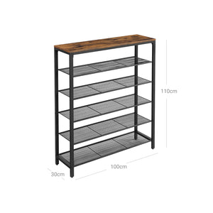 Schoenenrek 5 Lagen – Industriële Schoenenkast – Schoenenrek voor 20 Paar – 100 x 30 x 110 cm
