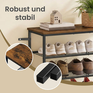 Schoenenbank Met 4 Niveaus - Stalen Frame - Voor 12 Tot 16 Paar Schoenen
