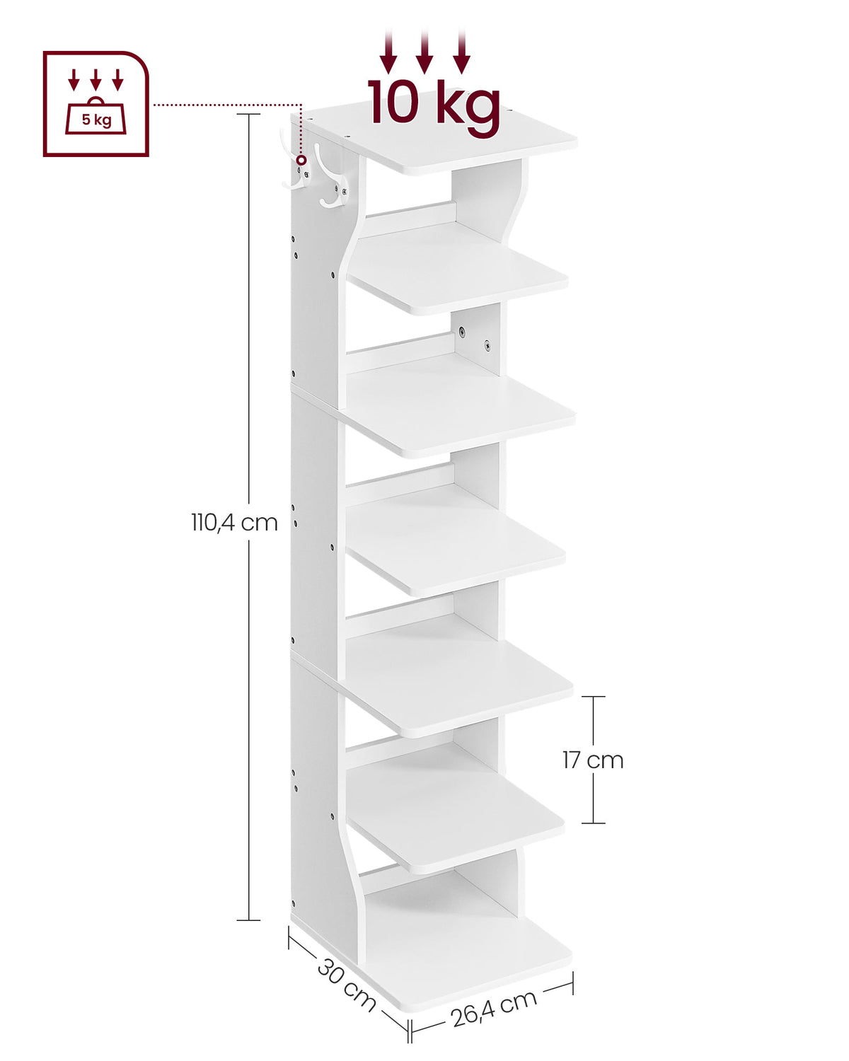 Schoenenrek Smal – 7 Planken – Vrijstaand – Ruimtebesparend