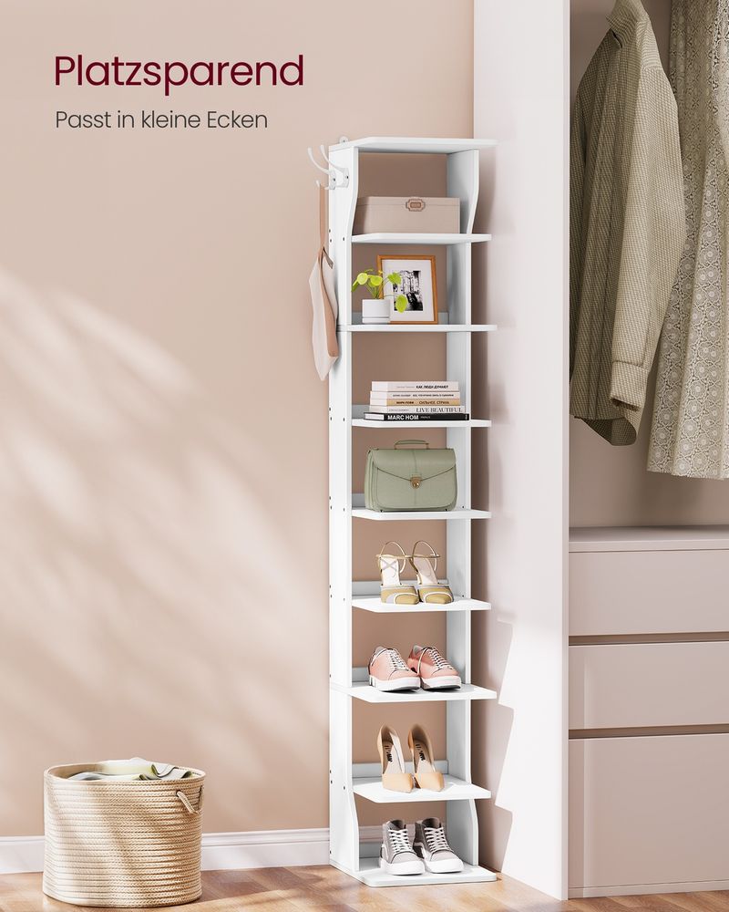 Schoenenrek Smal – 9 Lagen – Met Haken – 147 cm Hoog – Voor Hal of Slaapkamer