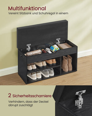 Schoenenbank met Zitting – Opbergbank met 3 Open Vakken – Tot 150 kg