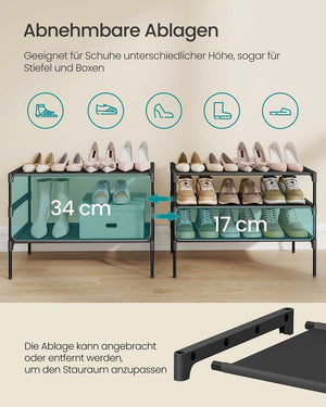Schoenenrek – Metaal & Vliesstof – Stapelbaar – Eenvoudig te Monteren – Ruimtebesparend Ontwerp