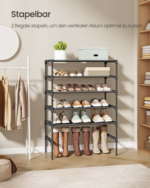 Schoenenrek – Metaal & Vliesstof – Stapelbaar – Eenvoudig te Monteren – Ruimtebesparend Ontwerp